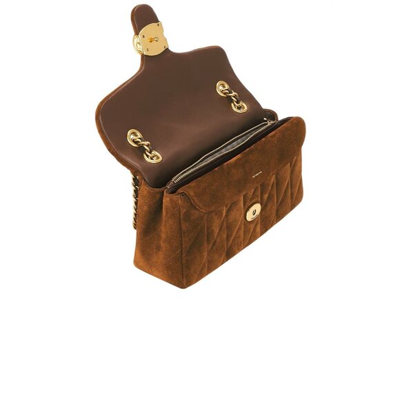 Coach Tabby Shoulder Bag 26 in Warm Brown Womens Suede Brass Hardware Purse - Picture 8 of 17